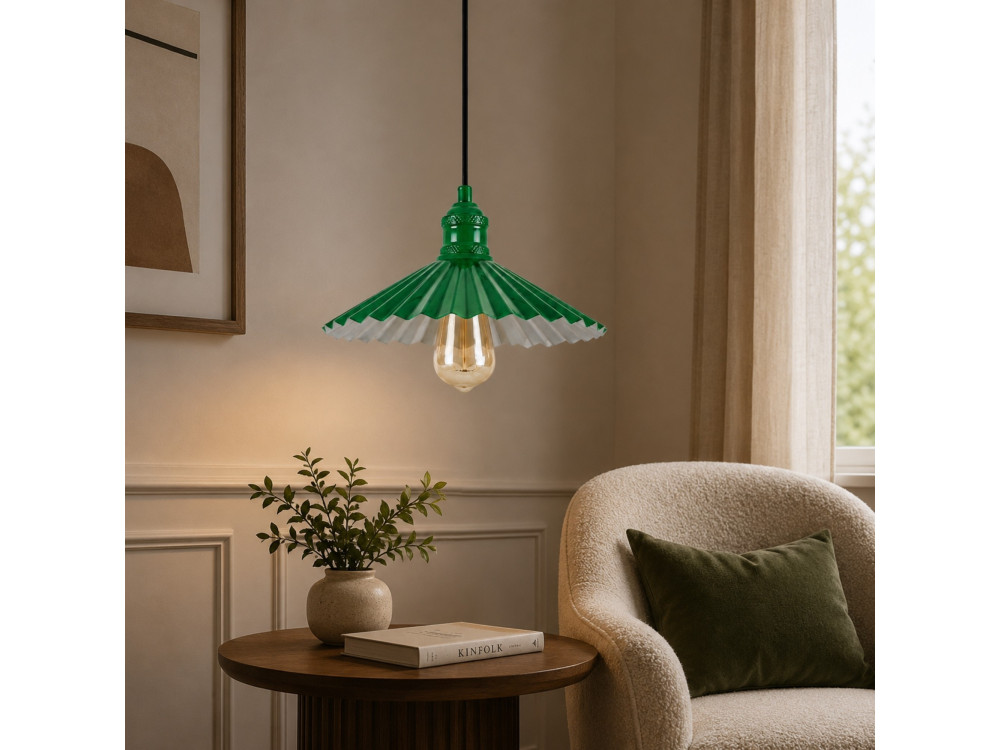 Lampada a sospensione in metallo "Plise" - 32 x 32 cm - Verde chiaro