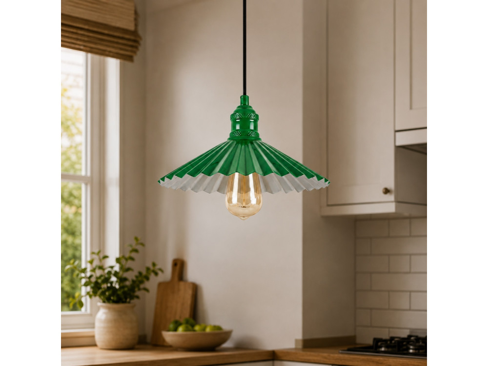 Lampada a sospensione in metallo "Plise" - 32 x 32 cm - Verde chiaro