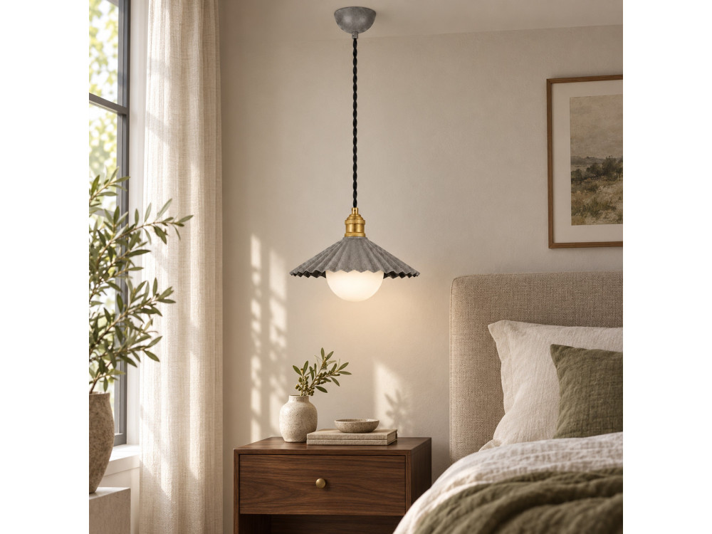 Lampada a sospensione in metallo "Plise" - 32 x 32 cm - Grigio