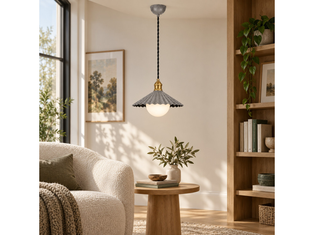 Lampada a sospensione in metallo "Plise" - 32 x 32 cm - Grigio