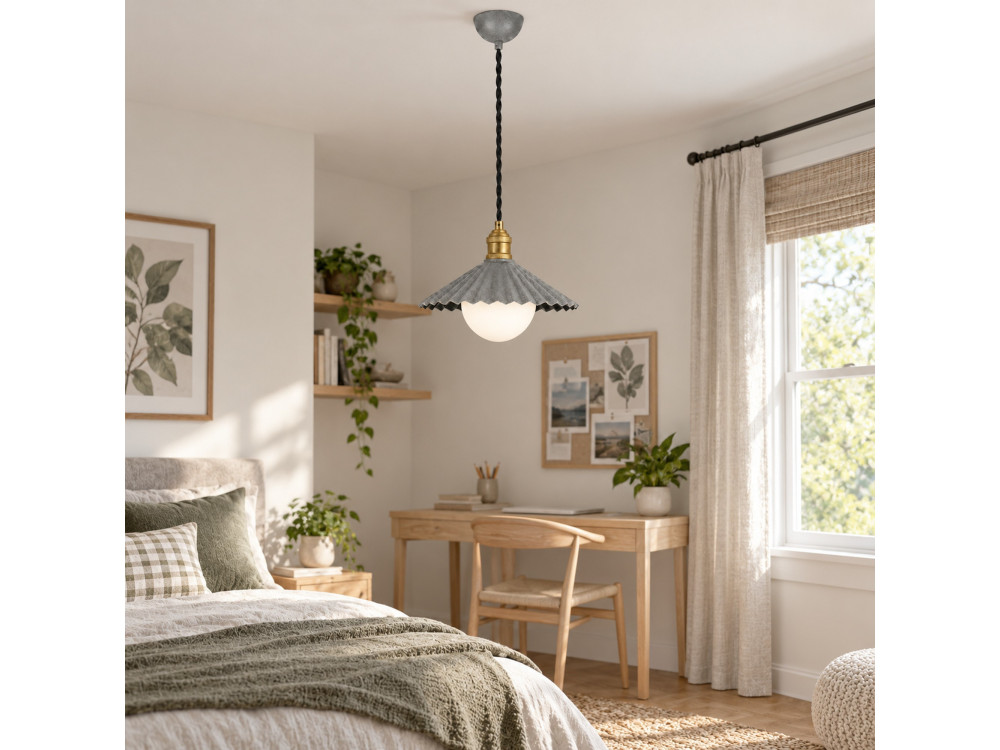 Lampada a sospensione in metallo "Plise" - 32 x 32 cm - Grigio
