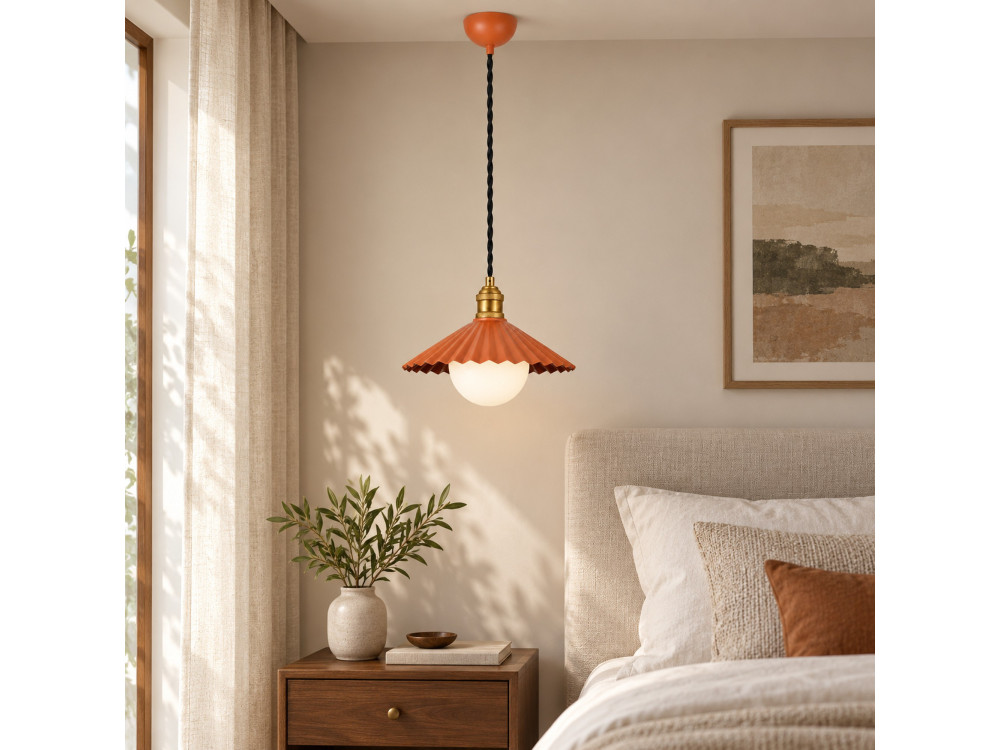 Lampada a sospensione in metallo "Plise" - 32 x 32 cm - Arancione