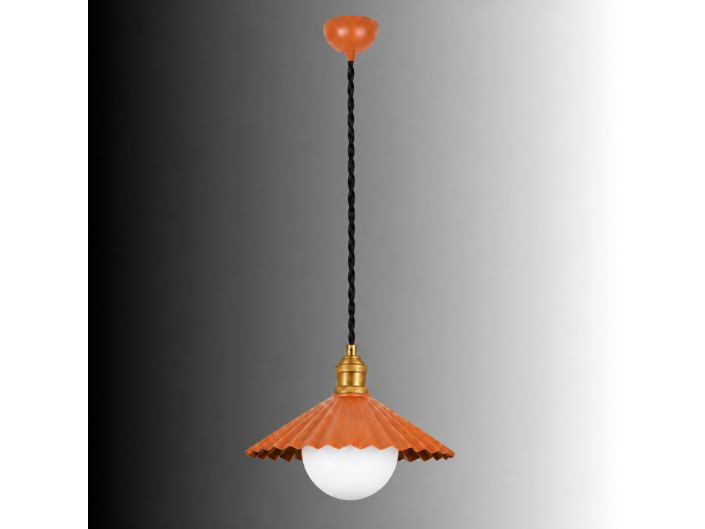 Lampada a sospensione in metallo "Plise" - 32 x 32 cm - Arancione