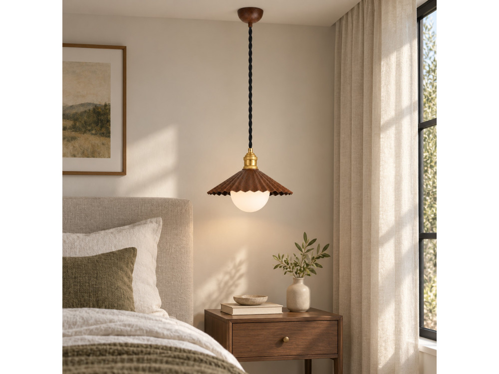 Lampada a sospensione in metallo "Plise" - 32 x 32 cm - Marrone scuro