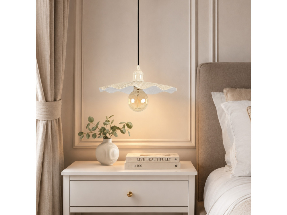 Lampada a sospensione in metallo "Ondula" - 34 x 34 cm - Beige