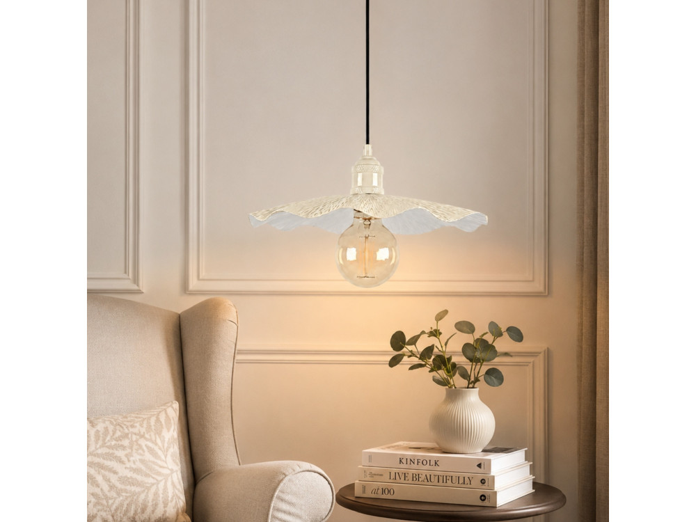 Lampada a sospensione in metallo "Ondula" - 34 x 34 cm - Beige