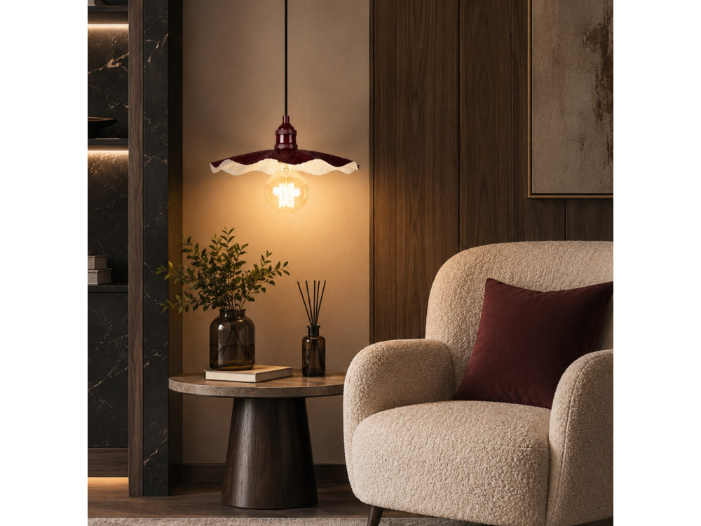 Lampada a sospensione in metallo "Ondula" - 34 x 34 cm - Bordeaux