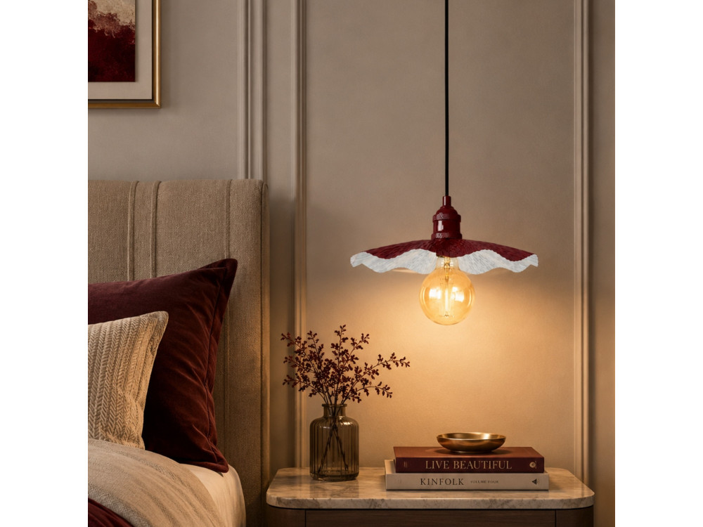 Lampada a sospensione in metallo "Ondula" - 34 x 34 cm - Bordeaux