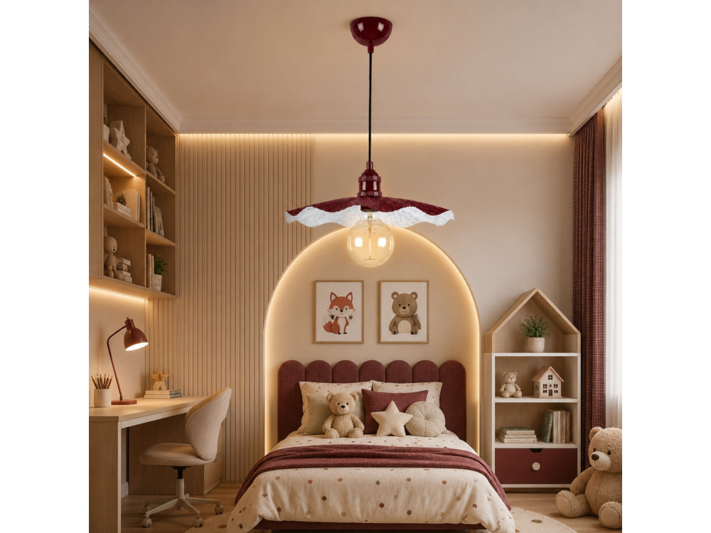 Lampada a sospensione in metallo "Ondula" - 34 x 34 cm - Bordeaux