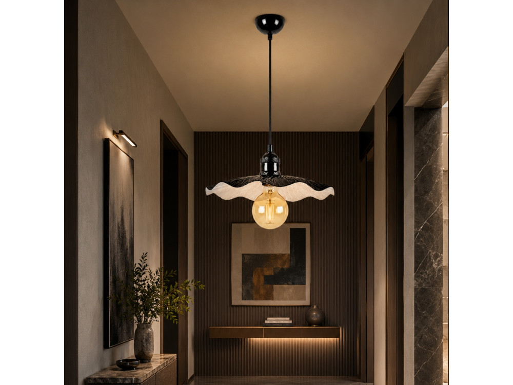 Lampada a sospensione in metallo "Ondula" - 34 x 34 cm - Nero