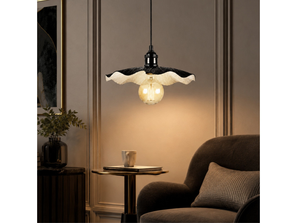 Lampada a sospensione in metallo "Ondula" - 34 x 34 cm - Nero