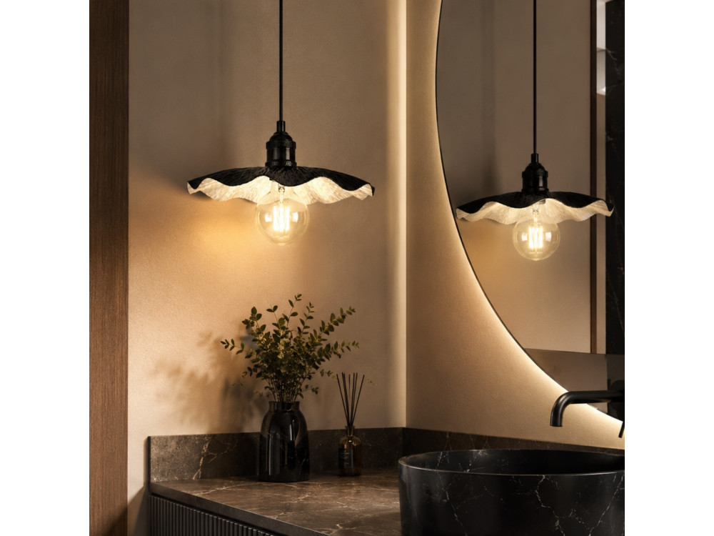 Lampada a sospensione in metallo "Ondula" - 34 x 34 cm - Nero