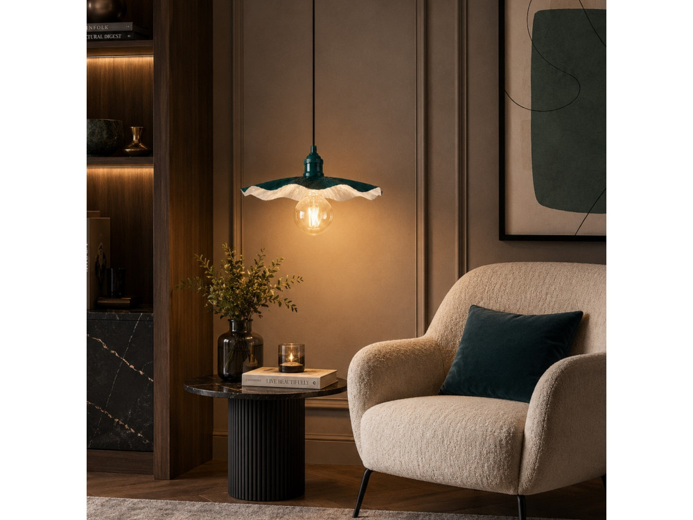 Lampada a sospensione in metallo "Ondula" - 34 x 34 cm - Verde scuro