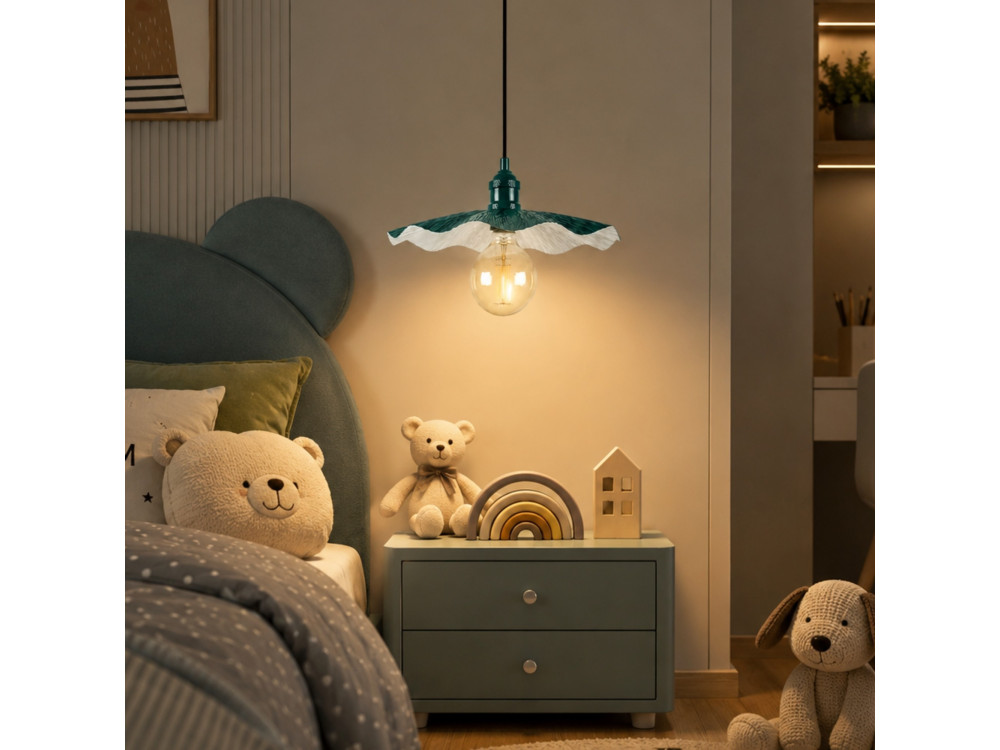Lampada a sospensione in metallo "Ondula" - 34 x 34 cm - Verde scuro