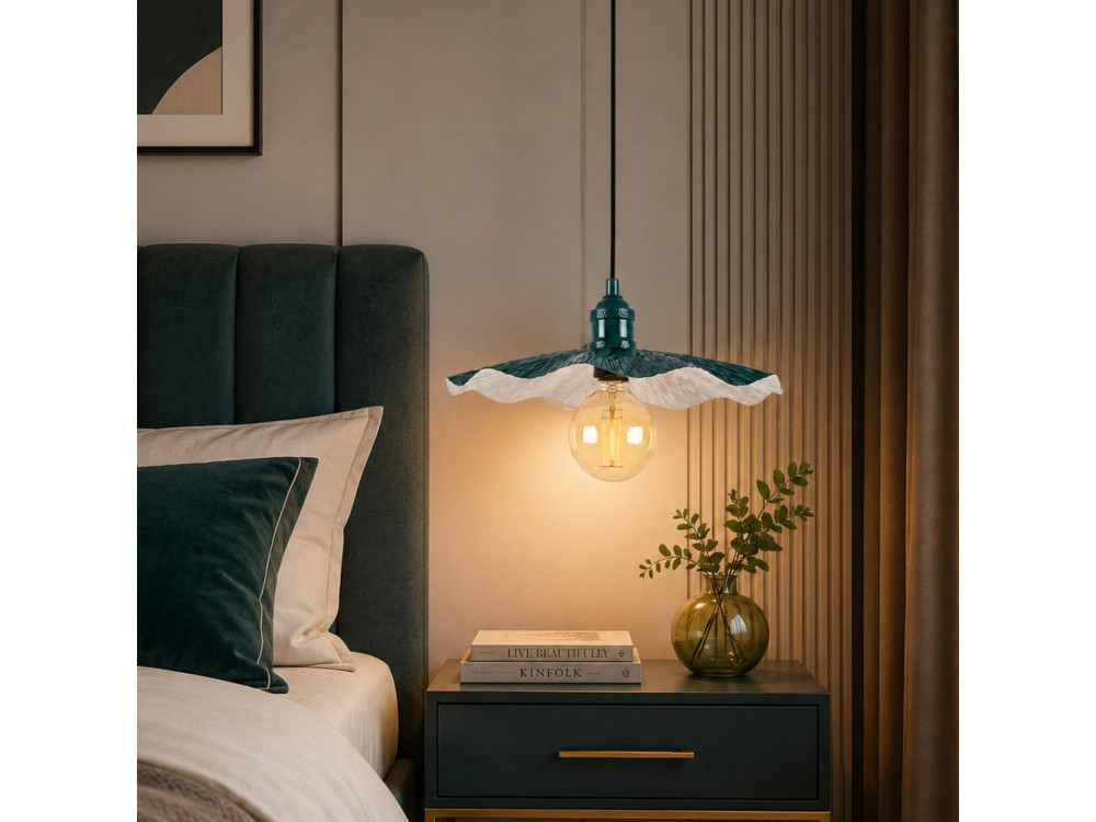 Lampada a sospensione in metallo "Ondula" - 34 x 34 cm - Verde scuro