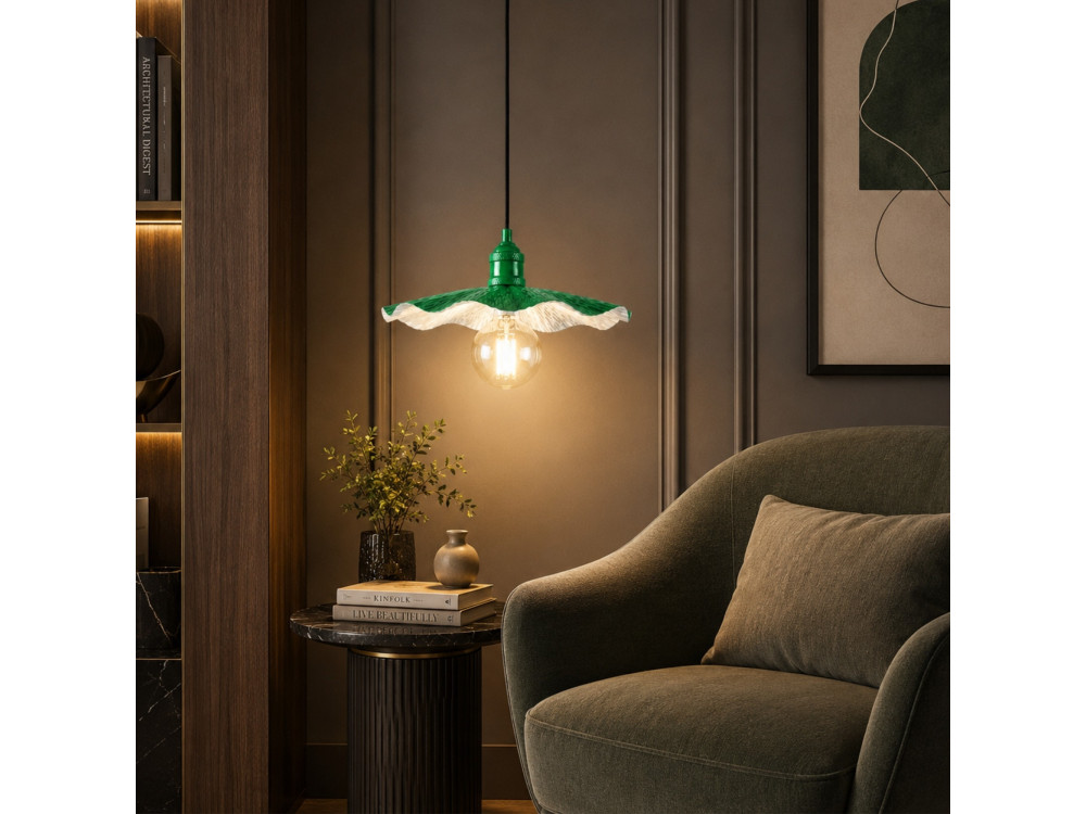 Lampada a sospensione in metallo "Ondula" - 34 x 34 cm - Verde chiaro