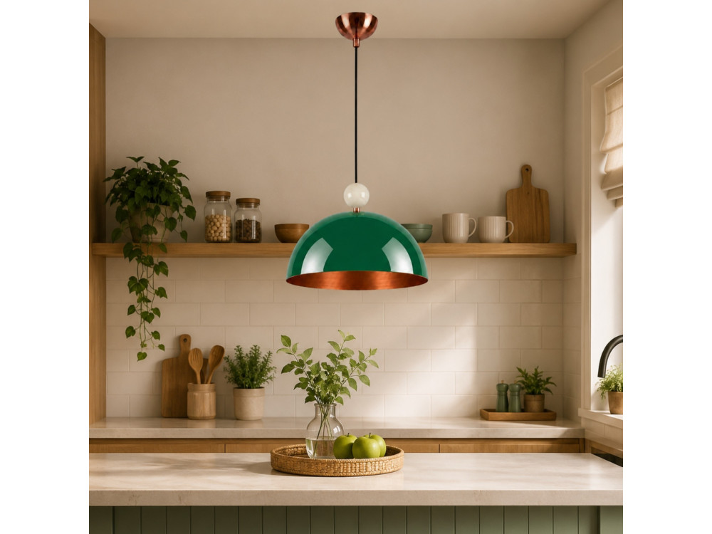 Lampada a sospensione in metallo "Bubble" - 40 x 40 cm - Verde scuro
