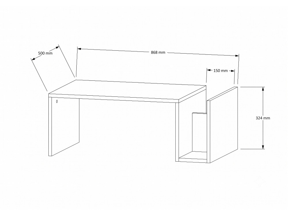 Tavolino in legno "Memo" - 86,8 x 32,4 x 50 cm - Travertino / Noce Venezia