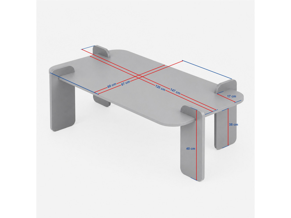 Tavolino in legno "Marais" - 117 x 35 x 117 cm - Travertino / Noce Venezia