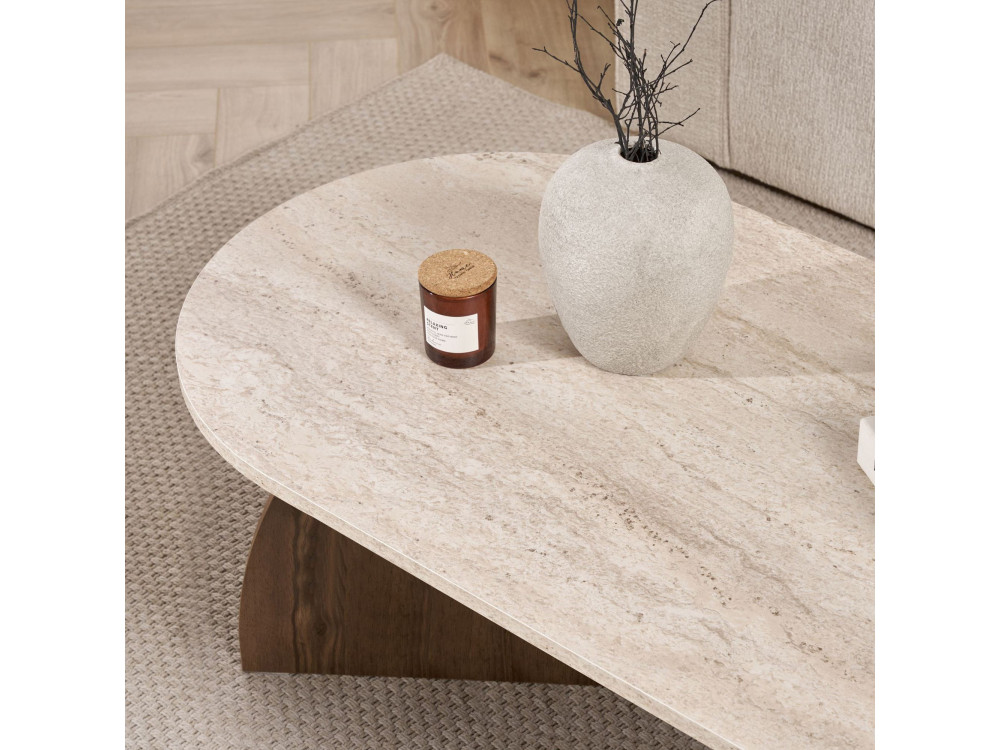 Tavolino in legno "Melina" - 120 x 40 x 60 cm - Travertino / Noce Venezia