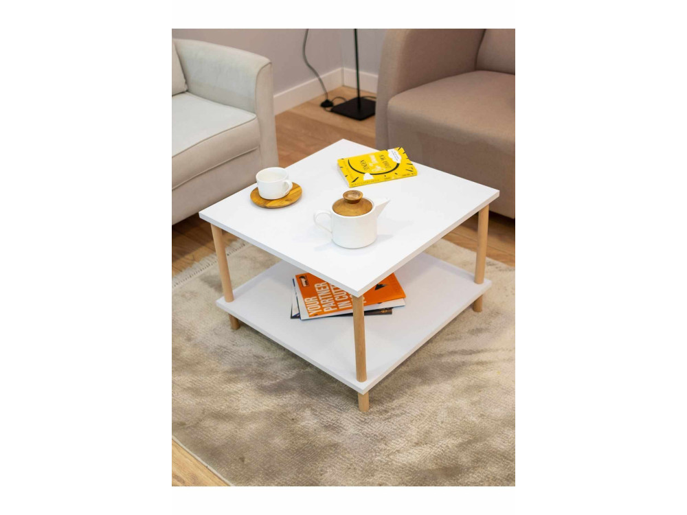 Tavolino in legno "Peka-0049" - 60 x 42,5 x 60 cm - Bianco