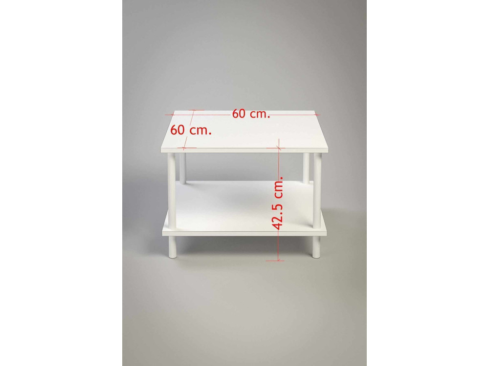 Tavolino in legno "Peka-0049" - 60 x 42,5 x 60 cm - Bianco