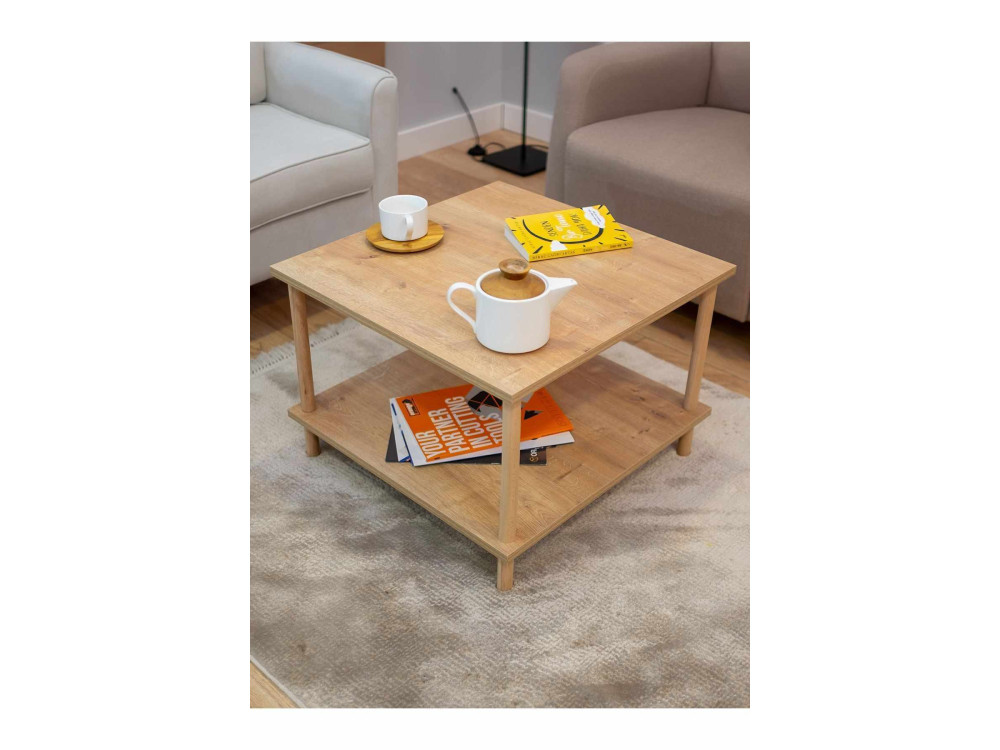 Tavolino in legno "Peka-0049" - 60 x 42,5 x 60 cm - Rovere Saphir