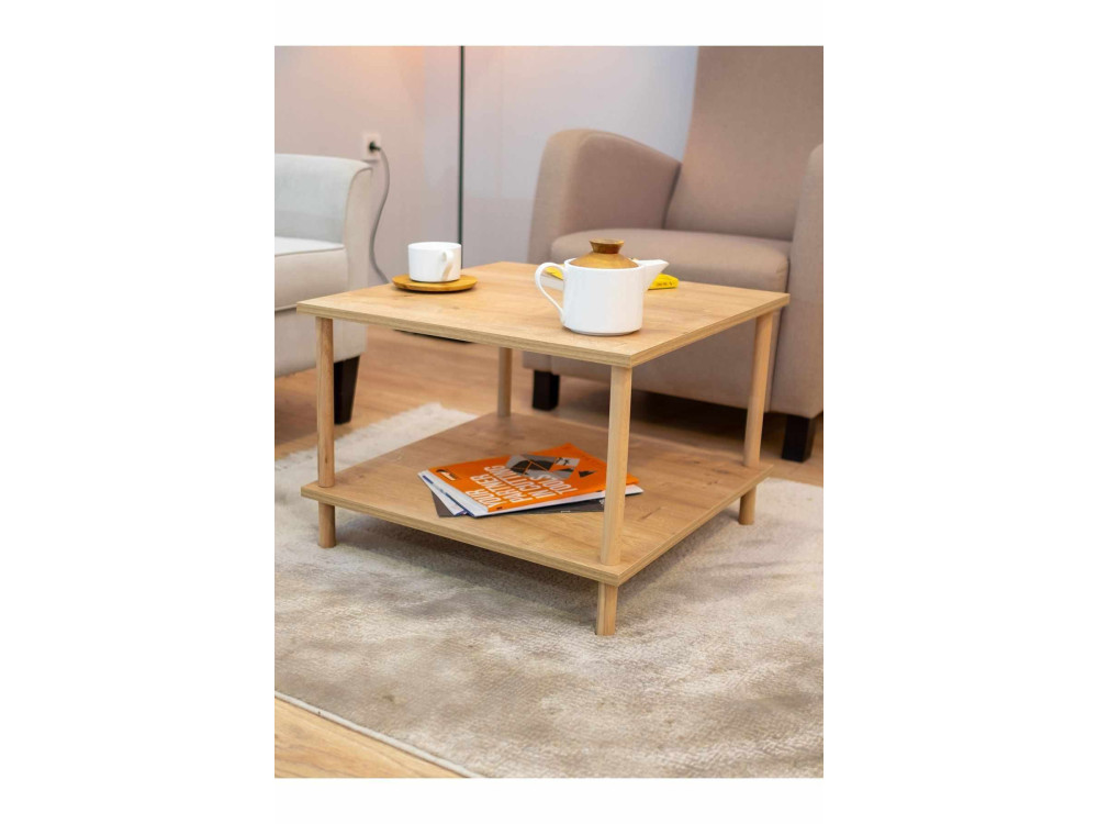 Tavolino in legno "Peka-0049" - 60 x 42,5 x 60 cm - Rovere Saphir