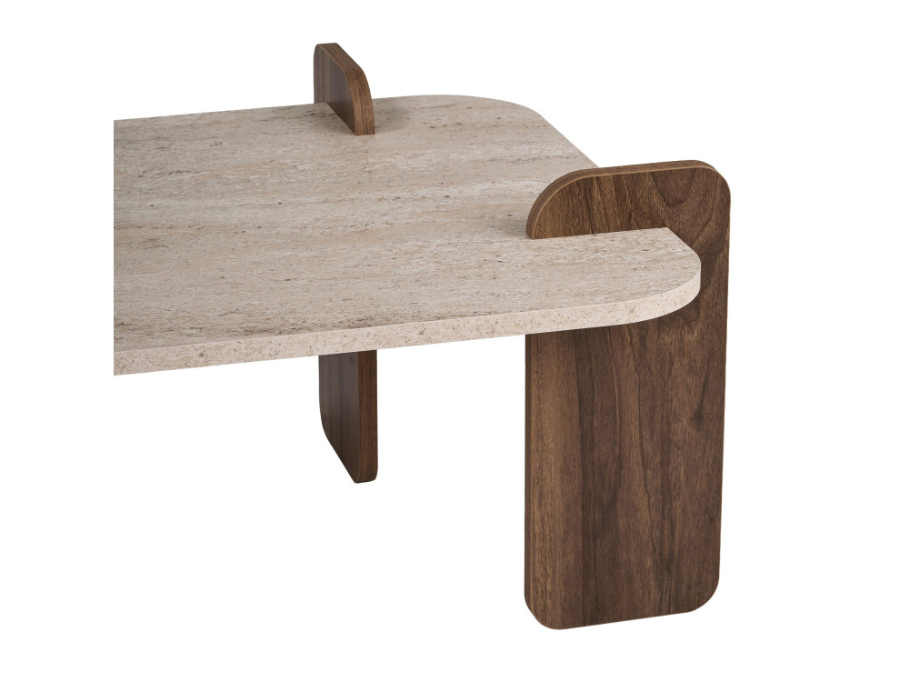 Tavolino in legno "Renard" - 147 x 35 x 87 cm - Travertino / Noce Venezia