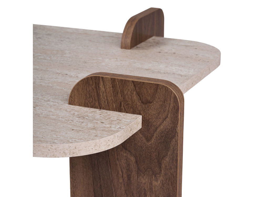 Tavolino in legno "Renard" - 147 x 35 x 87 cm - Travertino / Noce Venezia