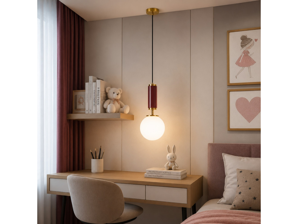 Lampada a sospensione in metallo "Moira" - 15 x 15 x 120 cm - Rossa