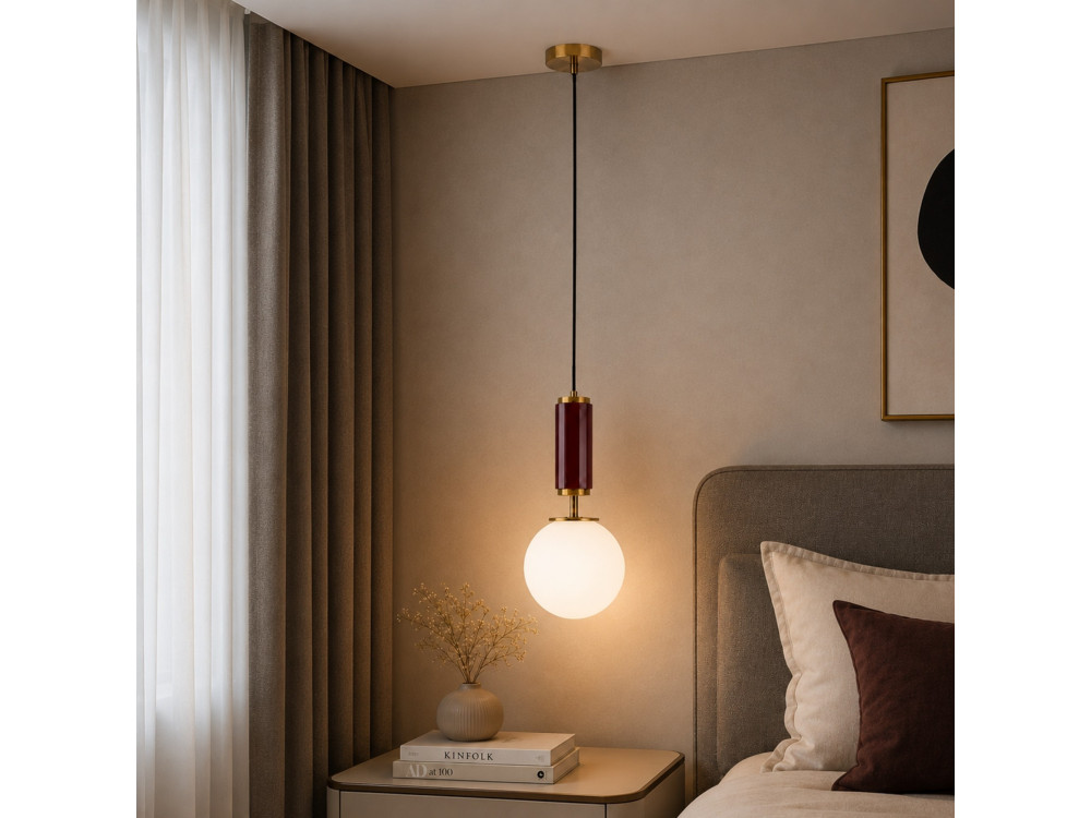 Lampada a sospensione in metallo "Moira" - 15 x 15 x 120 cm - Rossa