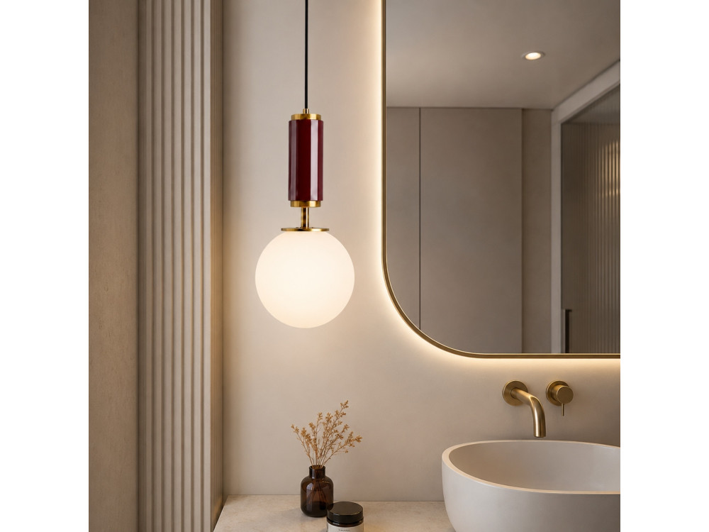 Lampada a sospensione in metallo "Moira" - 15 x 15 x 120 cm - Rossa