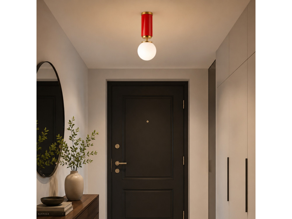 Lampada da soffitto in metallo "Moira" - 15 x 15 x 38 cm - Rosso