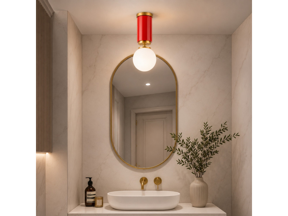 Lampada da soffitto in metallo "Moira" - 15 x 15 x 38 cm - Rosso