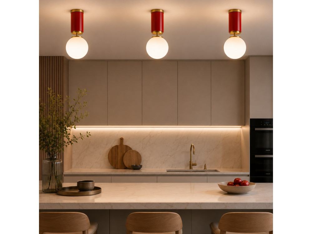 Lampada da soffitto in metallo "Moira" - 15 x 15 x 38 cm - Rosso