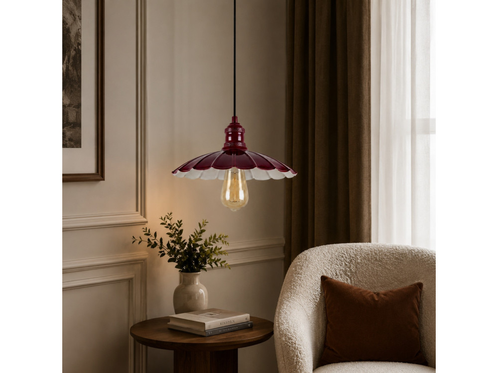 Lampada a sospensione in metallo "Volan" - 25 x 25 cm - Bordeaux