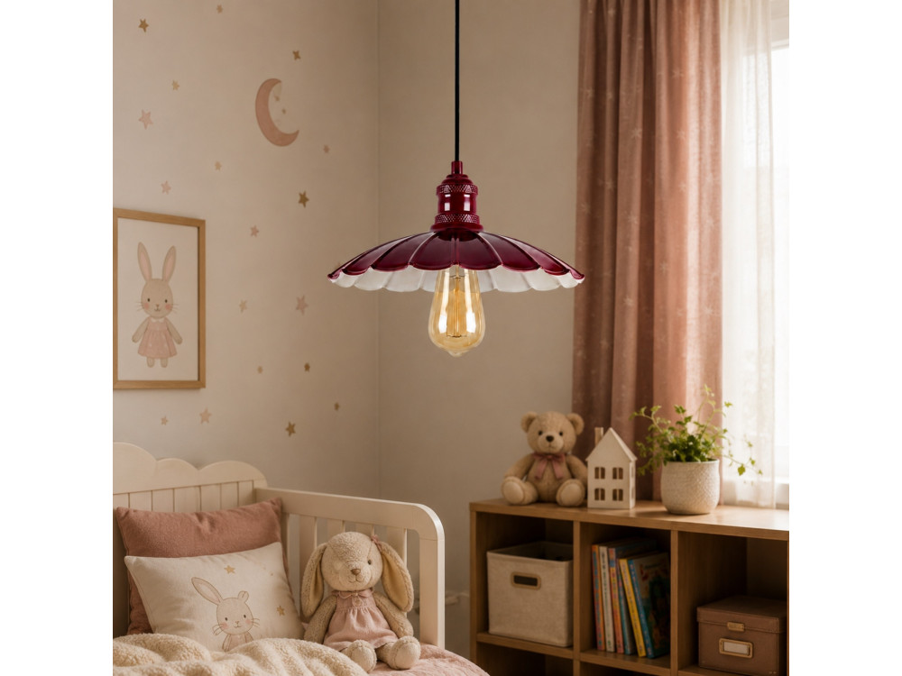 Lampada a sospensione in metallo "Volan" - 25 x 25 cm - Bordeaux