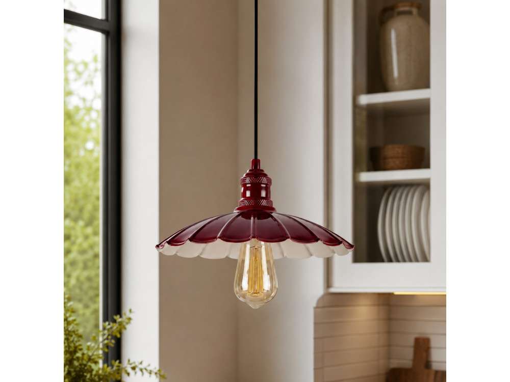 Lampada a sospensione in metallo "Volan" - 25 x 25 cm - Bordeaux