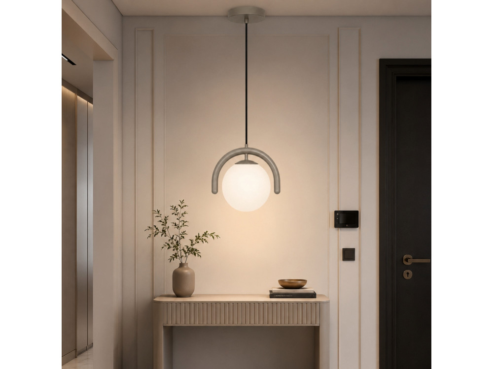 Lampada a sospensione in metallo "GEDIK-20441" - 20 x 20 cm - Grigio