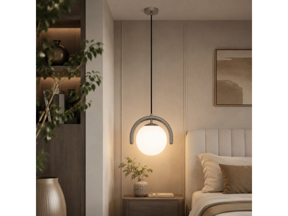 Lampada a sospensione in metallo "GEDIK-20441" - 20 x 20 cm - Grigio