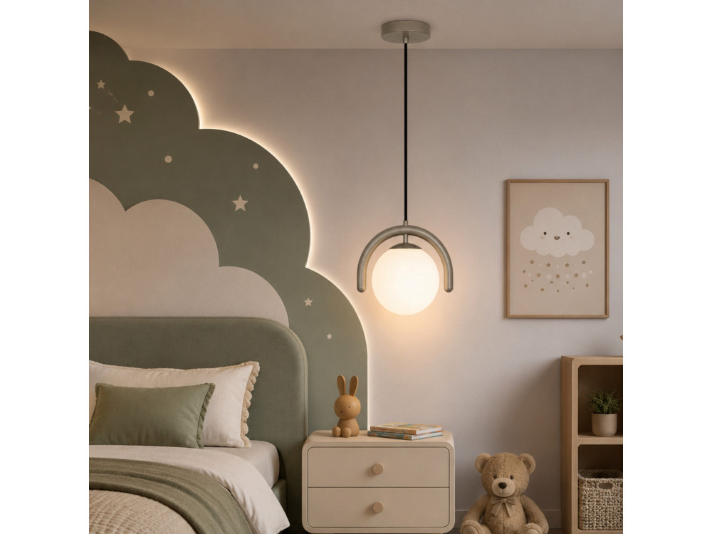 Lampada a sospensione in metallo "GEDIK-20441" - 20 x 20 cm - Grigio
