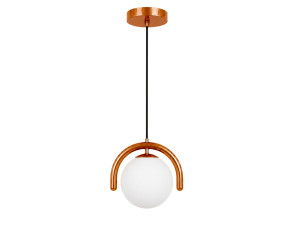 Lampada a sospensione in metallo "GEDIK-20441" - 20 x 20 cm - Marrone / Arancione
