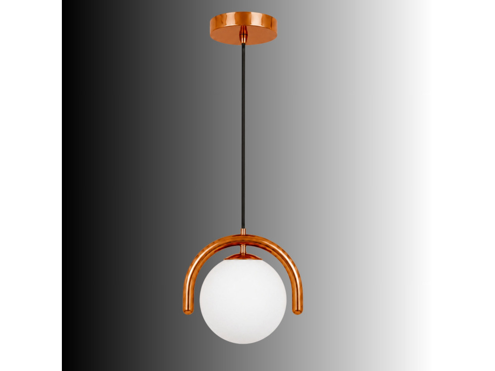 Lampada a sospensione in metallo "GEDIK-20441" - 20 x 20 cm - Marrone / Arancione