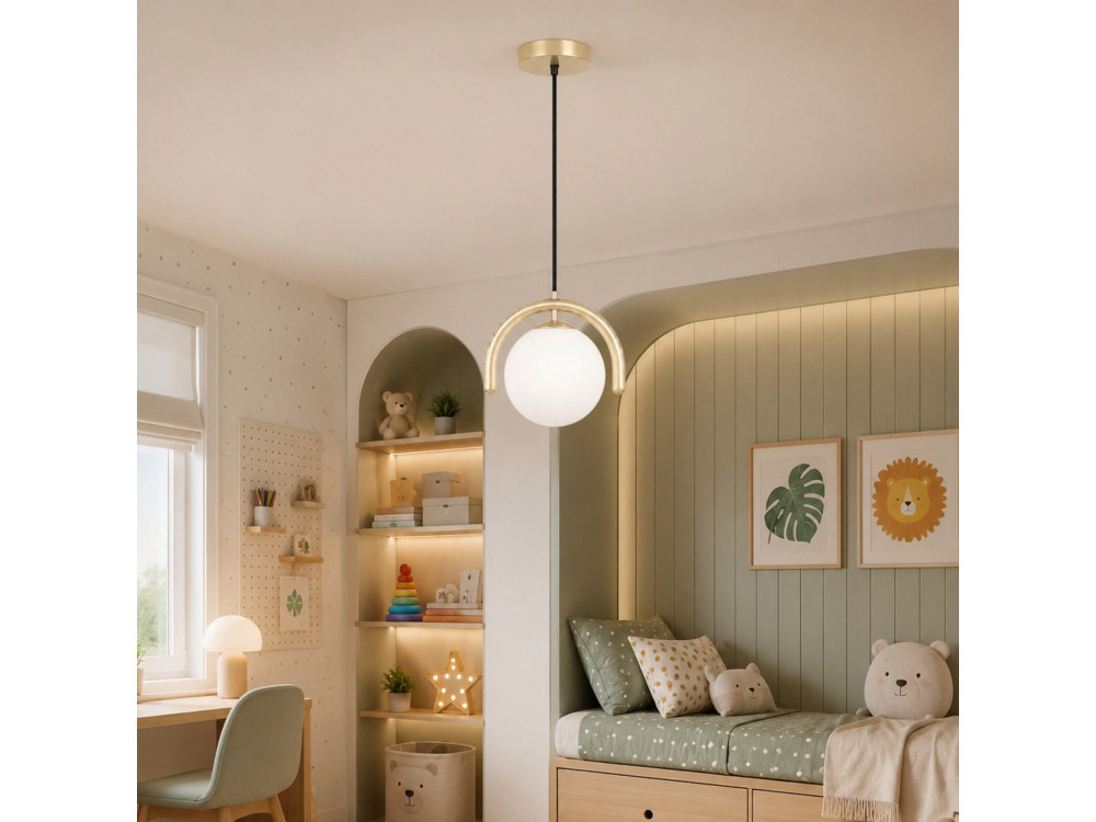 Lampada a sospensione in metallo "GEDIK-20441" - 20 x 20 cm - Beige