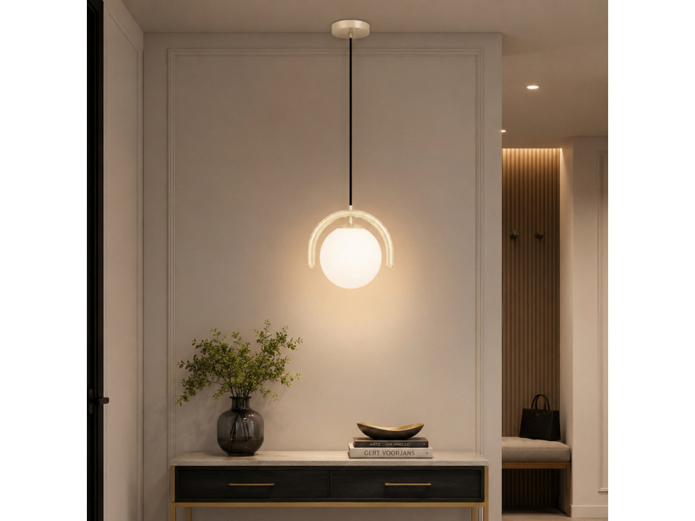 Lampada a sospensione in metallo "GEDIK-20441" - 20 x 20 cm - Beige