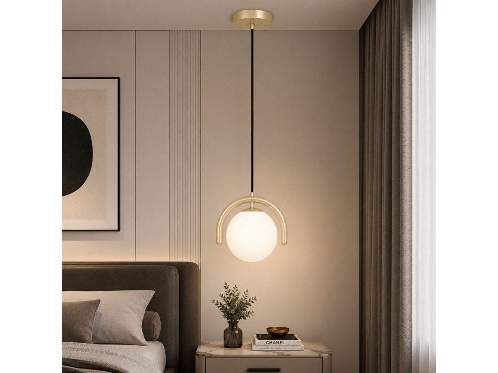 Lampada a sospensione in metallo "GEDIK-20441" - 20 x 20 cm - Beige