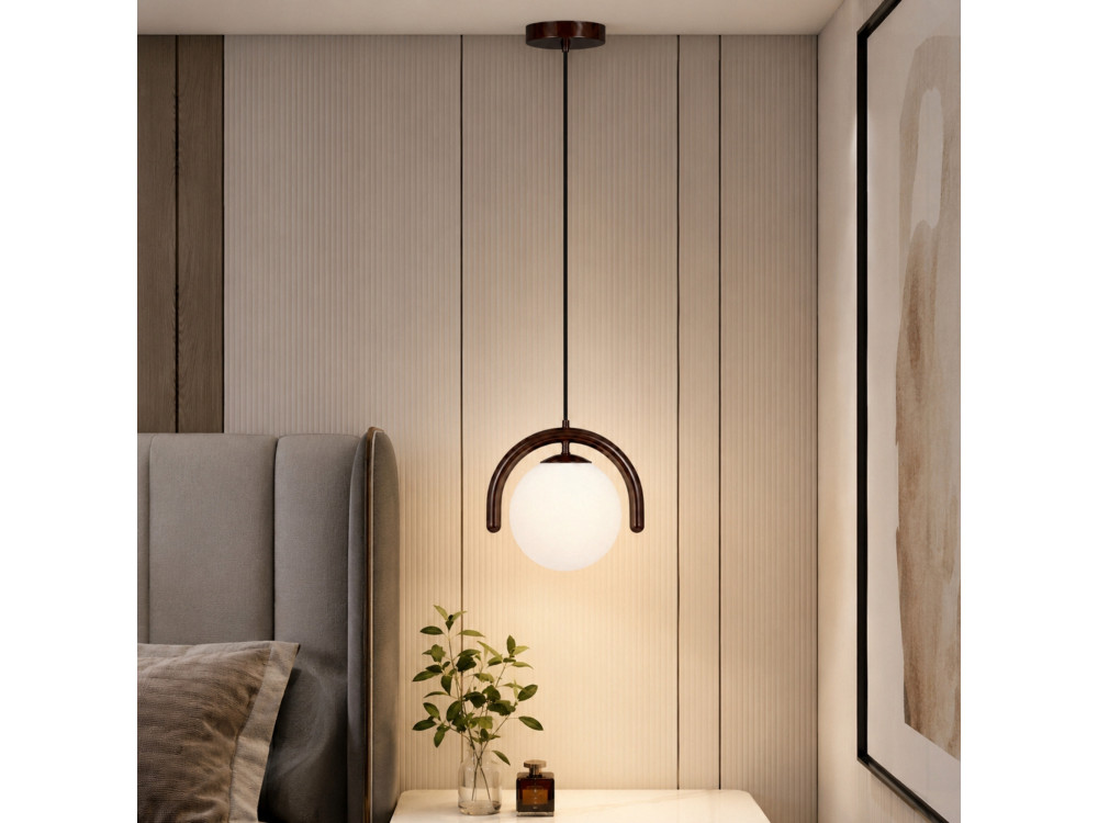 Lampada a sospensione in metallo "GEDIK-20441" - 20 x 20 cm - Marrone
