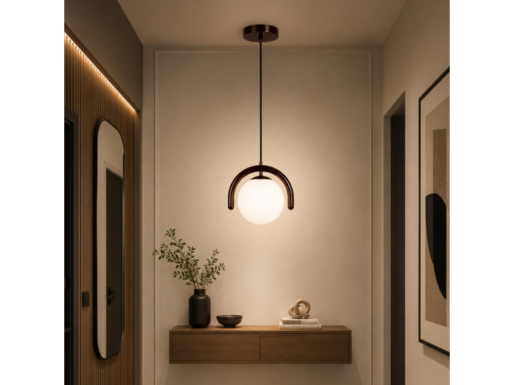 Lampada a sospensione in metallo "GEDIK-20441" - 20 x 20 cm - Marrone
