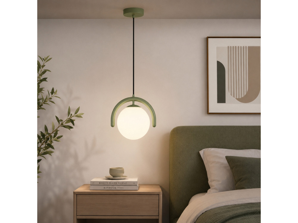 Lampada a sospensione in metallo "GEDIK-20441" - 20 x 20 cm - Verde menta